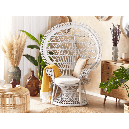 Cadeira pavão EMMANUELLE Rattan Branco Cadeira pavão EMMANUELLE Rattan Branco