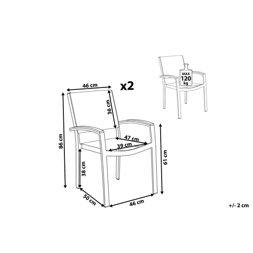 Conjunto de 2 cadeiras de jardim PERETA Metal Cinzento