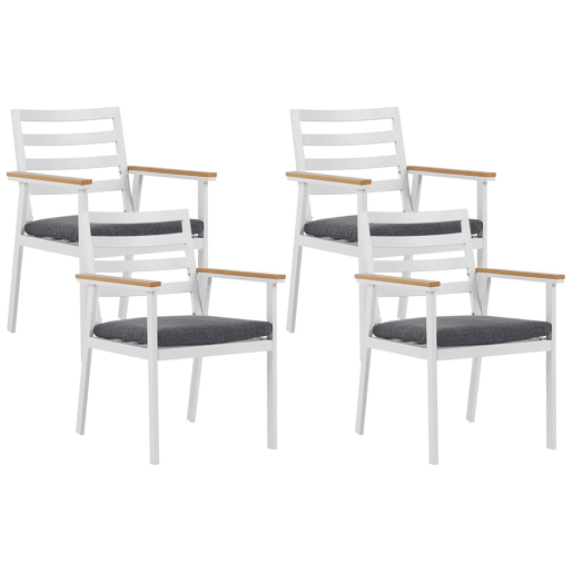 Conjunto de 4 cadeiras de jardim com almofadas CAVOLI Metal Cinzento