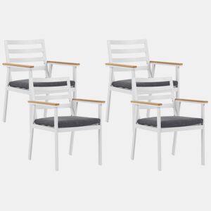 Conjunto de 4 cadeiras de jardim com almofadas CAVOLI Metal Cinzento