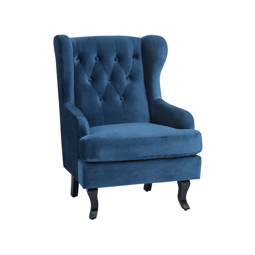 Poltrona com braços ALTA Veludo Azul escuro
