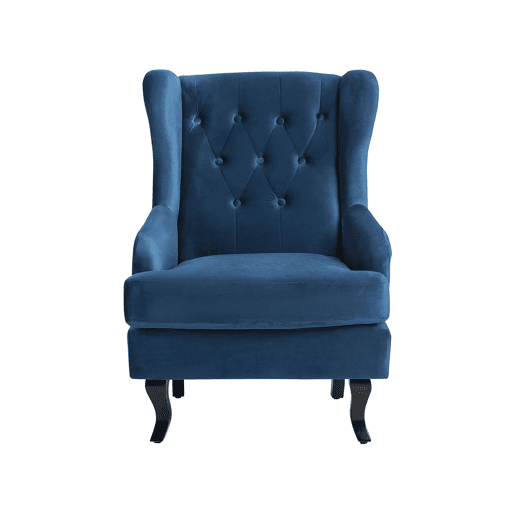 Poltrona com braços ALTA Veludo Azul escuro