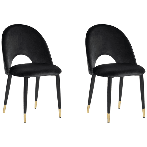 Conjunto de 2 cadeiras de jantar MAGALIA Veludo Preto