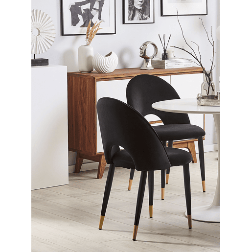 Conjunto de 2 cadeiras de jantar MAGALIA Veludo Preto