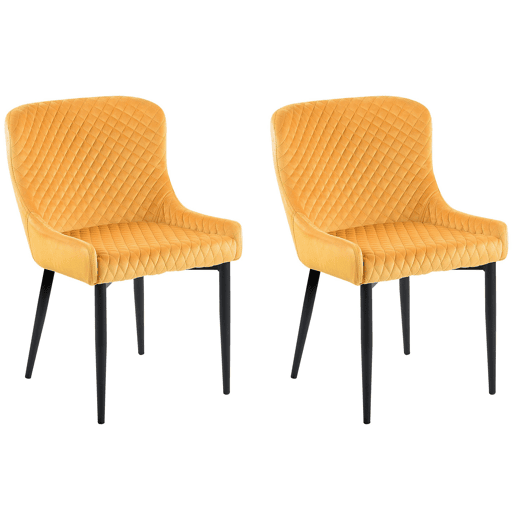 Conjunto de 2 cadeiras de jantar SOLANO Veludo Amarelo