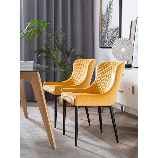 Conjunto de 2 cadeiras de jantar SOLANO Veludo Amarelo