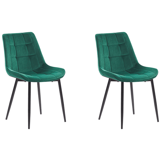 Conjunto de 2 cadeiras de jantar MELROSE Veludo Verde escuro