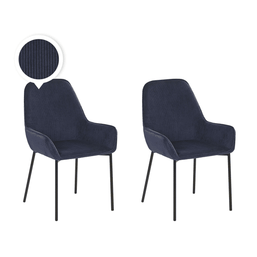 Conjunto de 2 cadeiras de jantar LOVERNA Bombazine Azul escuro