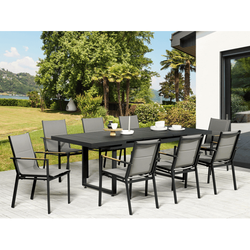 Mesa de refeição de jardim extensível VALCANETTO 180240 cm 90 cm Metal Preto Mesa de refeição de jardim extensível VALCANETTO 180240 cm 90 cm Metal Preto
