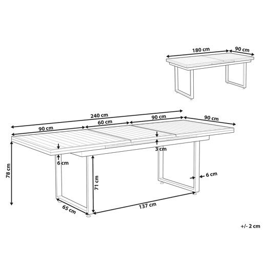 Mesa de refeição de jardim extensível VALCANETTO 180240 cm 90 cm Metal Preto Mesa de refeição de jardim extensível VALCANETTO 180240 cm 90 cm Metal Preto