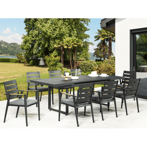 Mesa de refeição de jardim extensível VALCANETTO 180240 cm 90 cm Metal Preto Mesa de refeição de jardim extensível VALCANETTO 180240 cm 90 cm Metal Preto