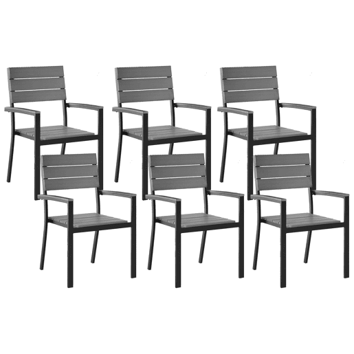 Conjunto de 6 cadeiras de jardim COMO Cinzento Conjunto de 6 cadeiras de jardim COMO Cinzento