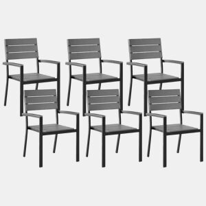 Conjunto de 6 cadeiras de jardim COMO Cinzento