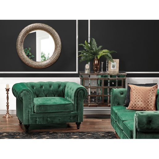 Poltrona CHESTERFIELD Veludo Verde esmeralda