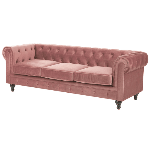 Conjunto de sala de estar CHESTERFIELD Veludo Rosa 4 lugares