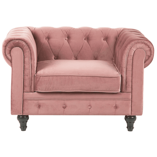 Conjunto de sala de estar CHESTERFIELD Veludo Rosa 4 lugares