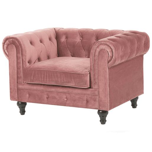 Conjunto de sala de estar CHESTERFIELD Veludo Rosa 4 lugares