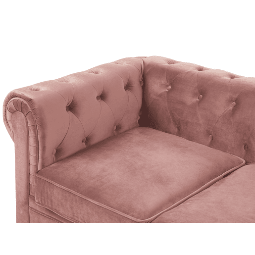 Conjunto de sala de estar CHESTERFIELD Veludo Rosa 4 lugares