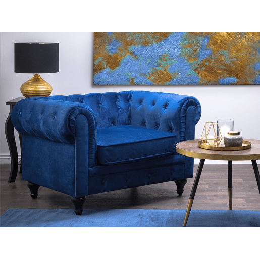 Poltrona CHESTERFIELD Veludo Azul marinho