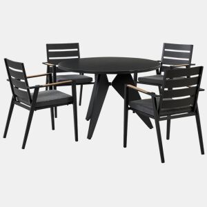 Conjunto de refeições de jardim 4 lugares OLMETTOTAVIANO com almofadas Metal Preto