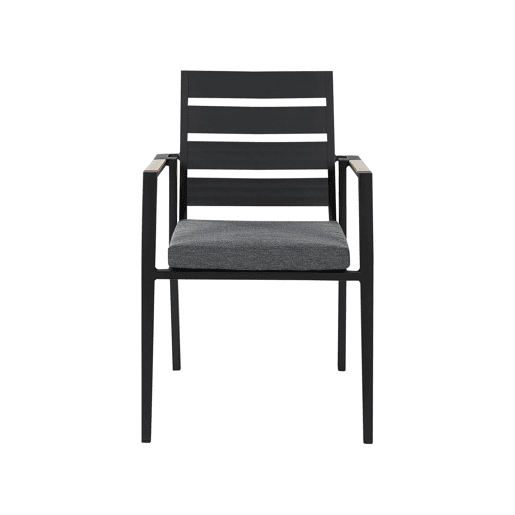 Conjunto de refeições de jardim 4 lugares OLMETTOTAVIANO com almofadas Metal Preto Conjunto de refeições de jardim 4 lugares OLMETTOTAVIANO com almofadas Metal Preto