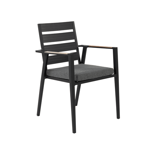 Conjunto de refeições de jardim 4 lugares OLMETTOTAVIANO com almofadas Metal Preto Conjunto de refeições de jardim 4 lugares OLMETTOTAVIANO com almofadas Metal Preto
