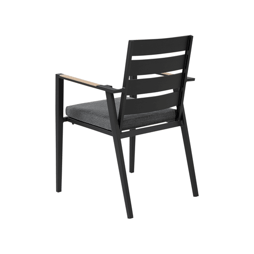 Conjunto de refeições de jardim 4 lugares OLMETTOTAVIANO com almofadas Metal Preto Conjunto de refeições de jardim 4 lugares OLMETTOTAVIANO com almofadas Metal Preto