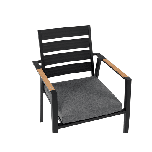 Conjunto de refeições de jardim 4 lugares OLMETTOTAVIANO com almofadas Metal Preto Conjunto de refeições de jardim 4 lugares OLMETTOTAVIANO com almofadas Metal Preto