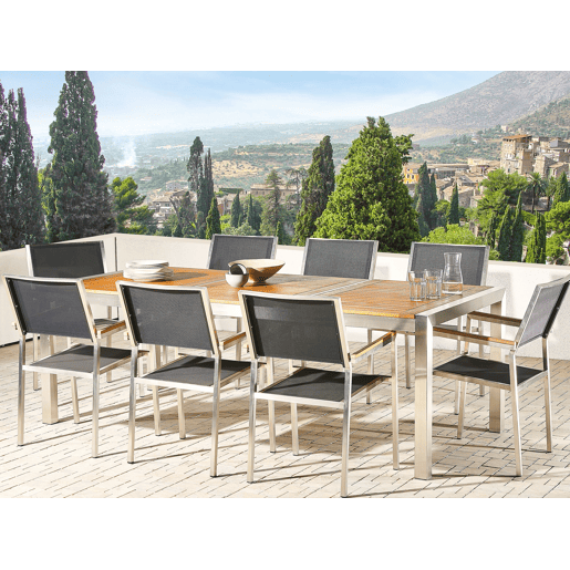 Mesa de refeição de jardim GROSSETO 220 cm 100 cm Madeira de eucalipto Castanho
