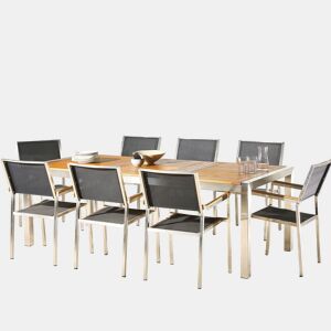 Mesa de refeição de jardim GROSSETO 220 cm 100 cm Madeira de eucalipto Castanho