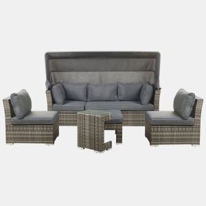Conjunto de jardim com mesa 6 lugares CORTE Castanho escuro
