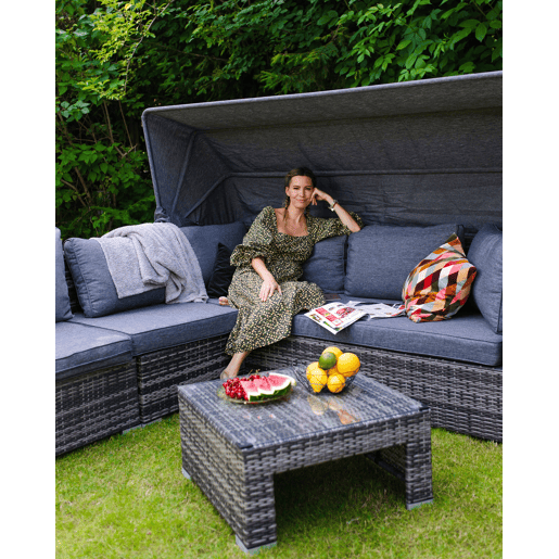 Conjunto de jardim com mesa 6 lugares CORTE Castanho escuro
