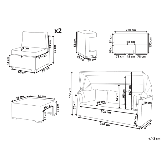 Conjunto de jardim com mesa 6 lugares CORTE Castanho escuro