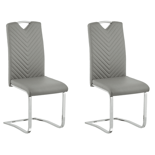 Conjunto de 2 cadeiras de jantar PICKNES Pele sintética Cinzento claro