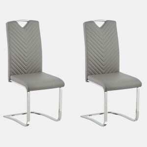 Conjunto de 2 cadeiras de jantar PICKNES Pele sintética Cinzento claro
