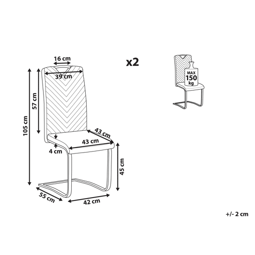 Conjunto de 2 cadeiras de jantar PICKNES Pele sintética Cinzento claro