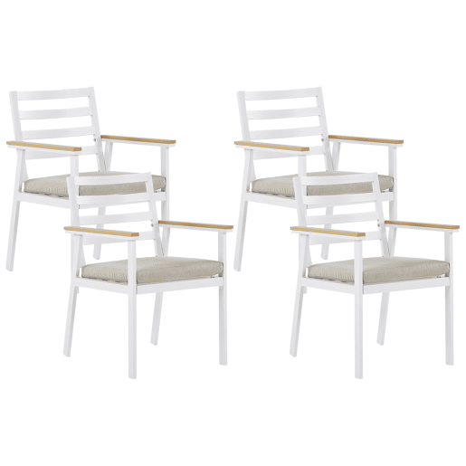 Conjunto de 4 cadeiras de jardim com almofadas CAVOLI Metal Creme
