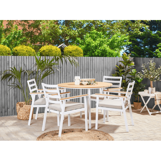 Conjunto de 4 cadeiras de jardim com almofadas CAVOLI Metal Creme