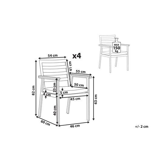 Conjunto de 4 cadeiras de jardim com almofadas CAVOLI Metal Creme