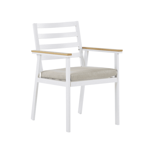 Conjunto de 4 cadeiras de jardim com almofadas CAVOLI Metal Creme