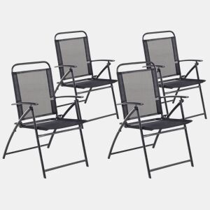 Conjunto de 4 cadeiras de jardim LIVO Metal Preto