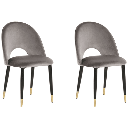 Conjunto de 2 cadeiras de jantar MAGALIA Veludo Cinzento