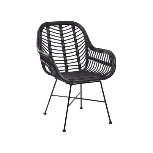 Cadeira de jantar CANORA Rattan Preto