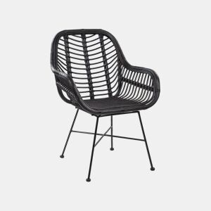 Cadeira de jantar CANORA Rattan Preto