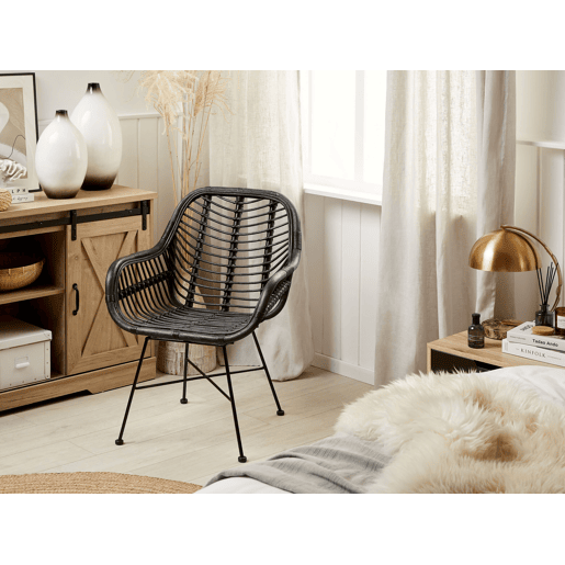 Cadeira de jantar CANORA Rattan Preto