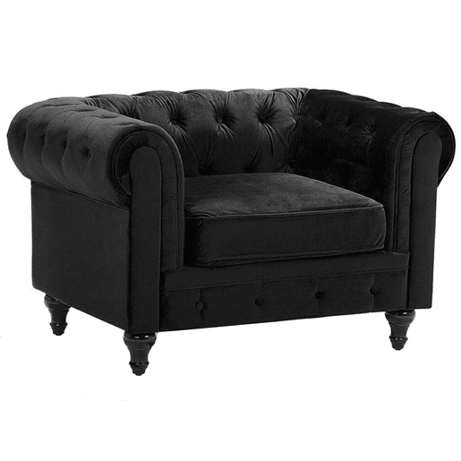 Poltrona CHESTERFIELD Veludo Preto Poltrona CHESTERFIELD Veludo Preto