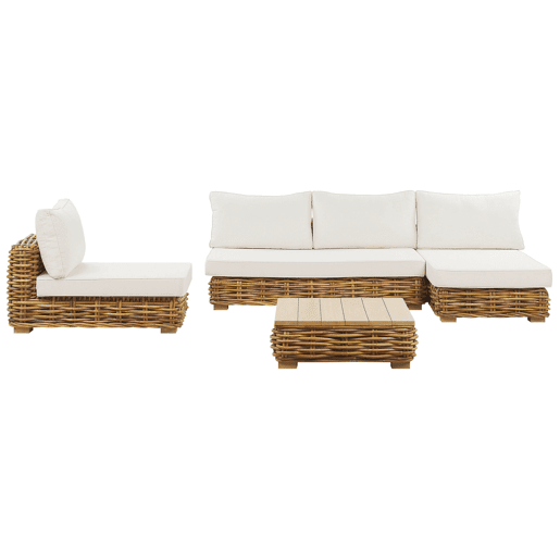 Conjunto de jardim com mesa 4 lugares VARALLO à esquerda Rattan Natural