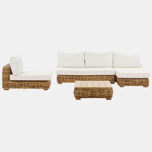 Conjunto de jardim com mesa 4 lugares VARALLO à esquerda Rattan Natural