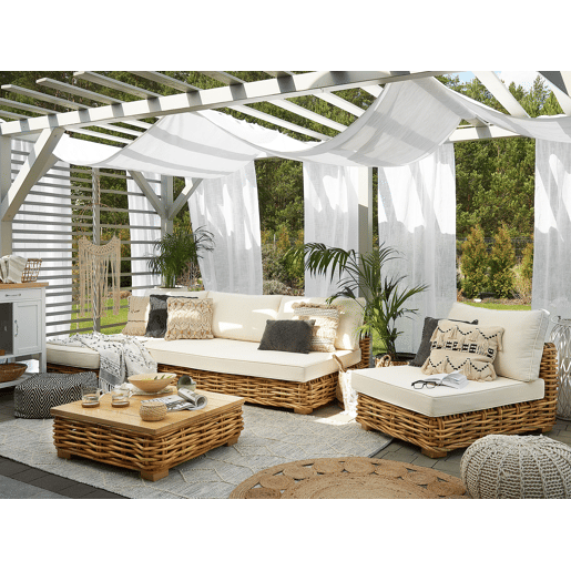 Conjunto de jardim com mesa 4 lugares VARALLO à esquerda Rattan Natural
