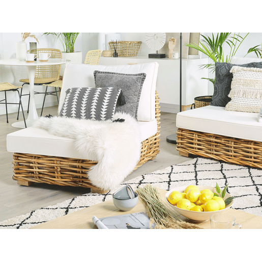 Conjunto de jardim com mesa 4 lugares VARALLO à esquerda Rattan Natural